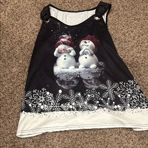 Festive Snowman Black and White Tank Top